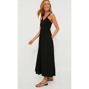 Tuckernuck Black Gillian Smocked V Neck Maxi Dress XS NWT Sleeveless Resort